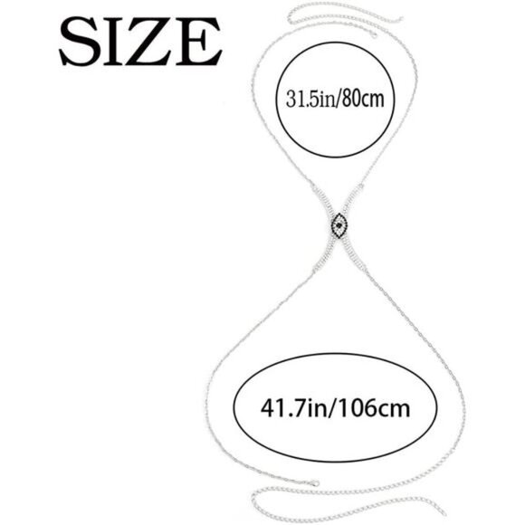 Evil Eye Rhinestone Chest Bracket Bra Sexy Silver Rhinestone Chest Chains - Picture 6 of 6